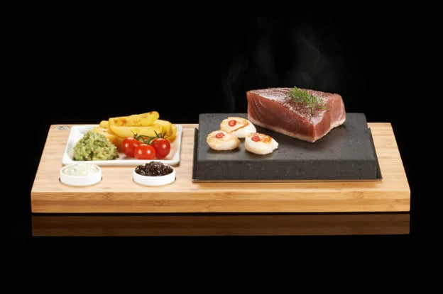 SIZZLING STEAK PLATE & SAUCES SET (SS002B) – BUY 6 SETS, GLOVES, KNIVES AND FORKS